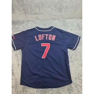 Match Up Cleveland Indians Kenny Lofton 7 Baseball Jersey Navy Blue Mens XL